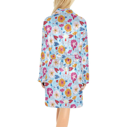 Morning Glory Pattern Print Design MG06 Women's Fleece Robe