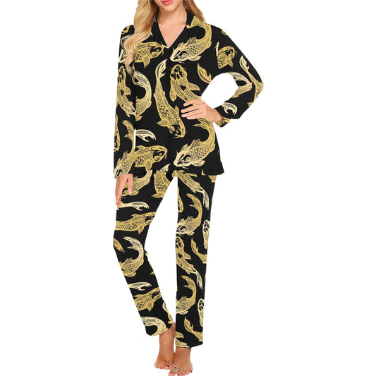 KOI Fish Pattern Print Design 03 Women's Long Pajama Set