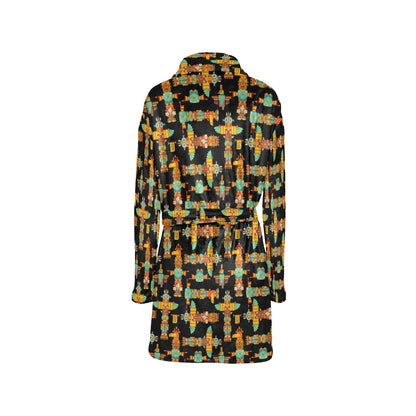 Totem Pole Cartoon Print Women's Fleece Robe