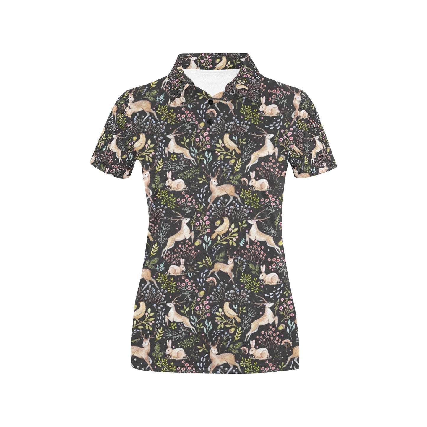 Deer Floral Jungle Women's Polo Shirt