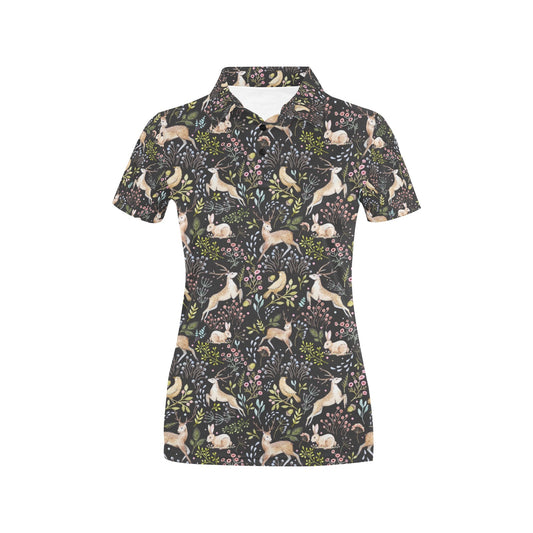 Deer Floral Jungle Women's Polo Shirt