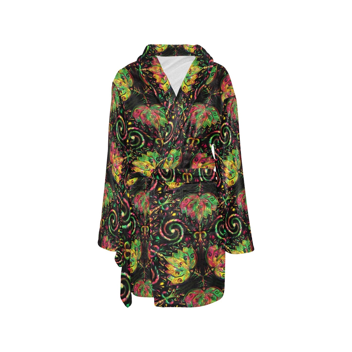 lotus Boho Pattern Print Design LO09 Women's Fleece Robe