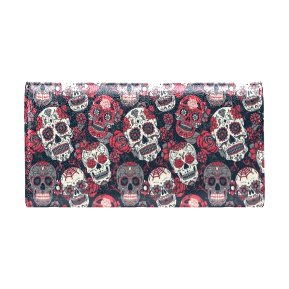 Sugar Skull Print Design LKS303 Women's Trifold Wallet