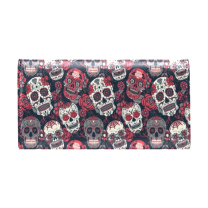 Sugar Skull Print Design LKS303 Women's Trifold Wallet