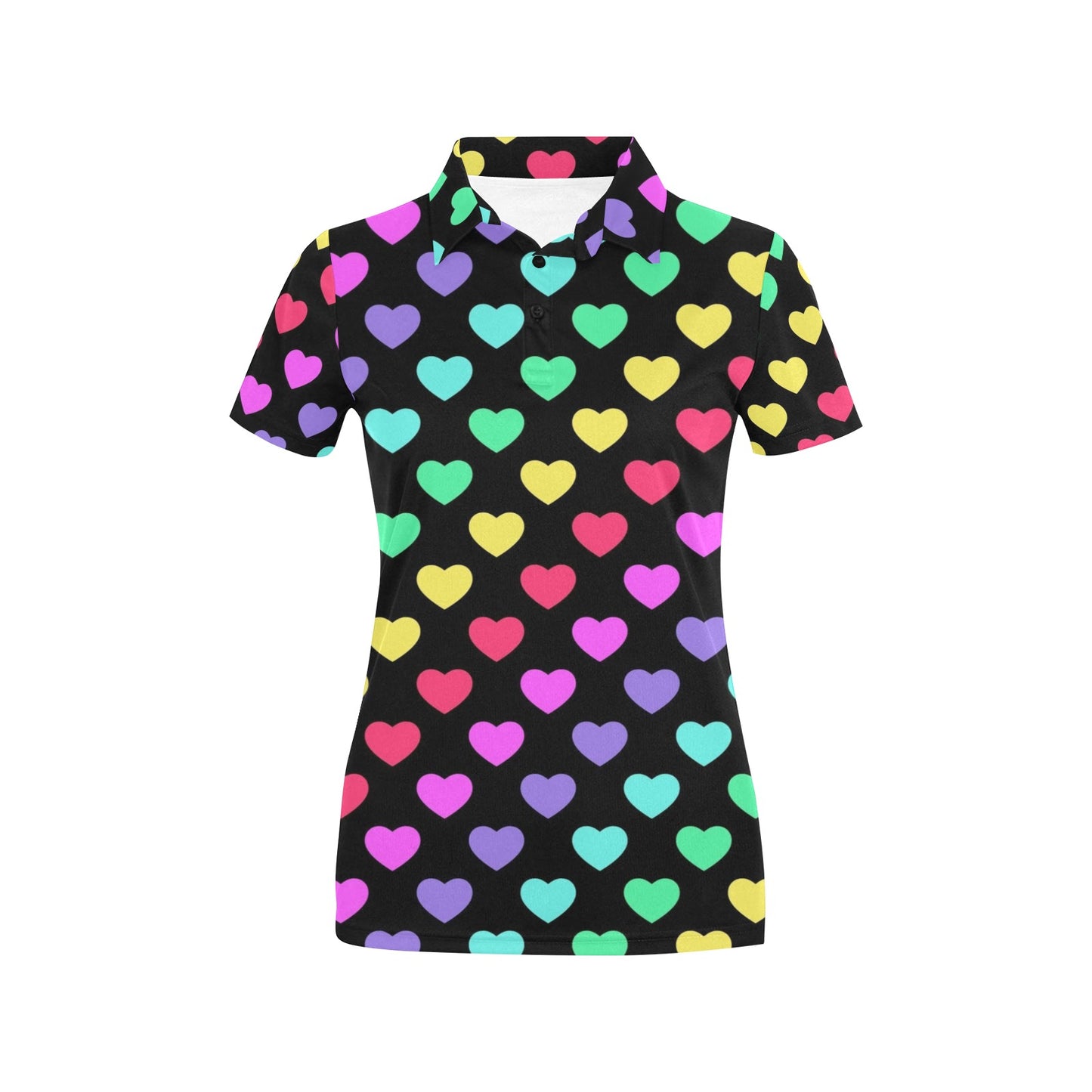 Heart Rainbow Pattern Print Design HE02 Women's Polo Shirt