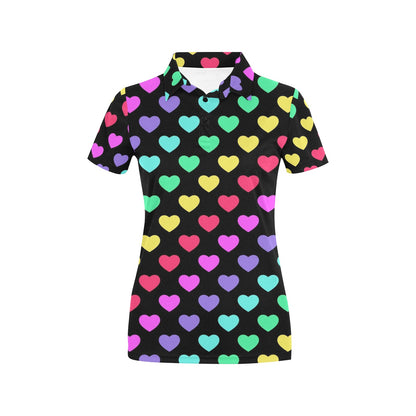 Heart Rainbow Pattern Print Design HE02 Women's Polo Shirt