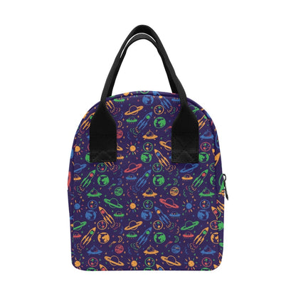UFO Space Rocket Print Design LKS302 Insulated Lunch Bag