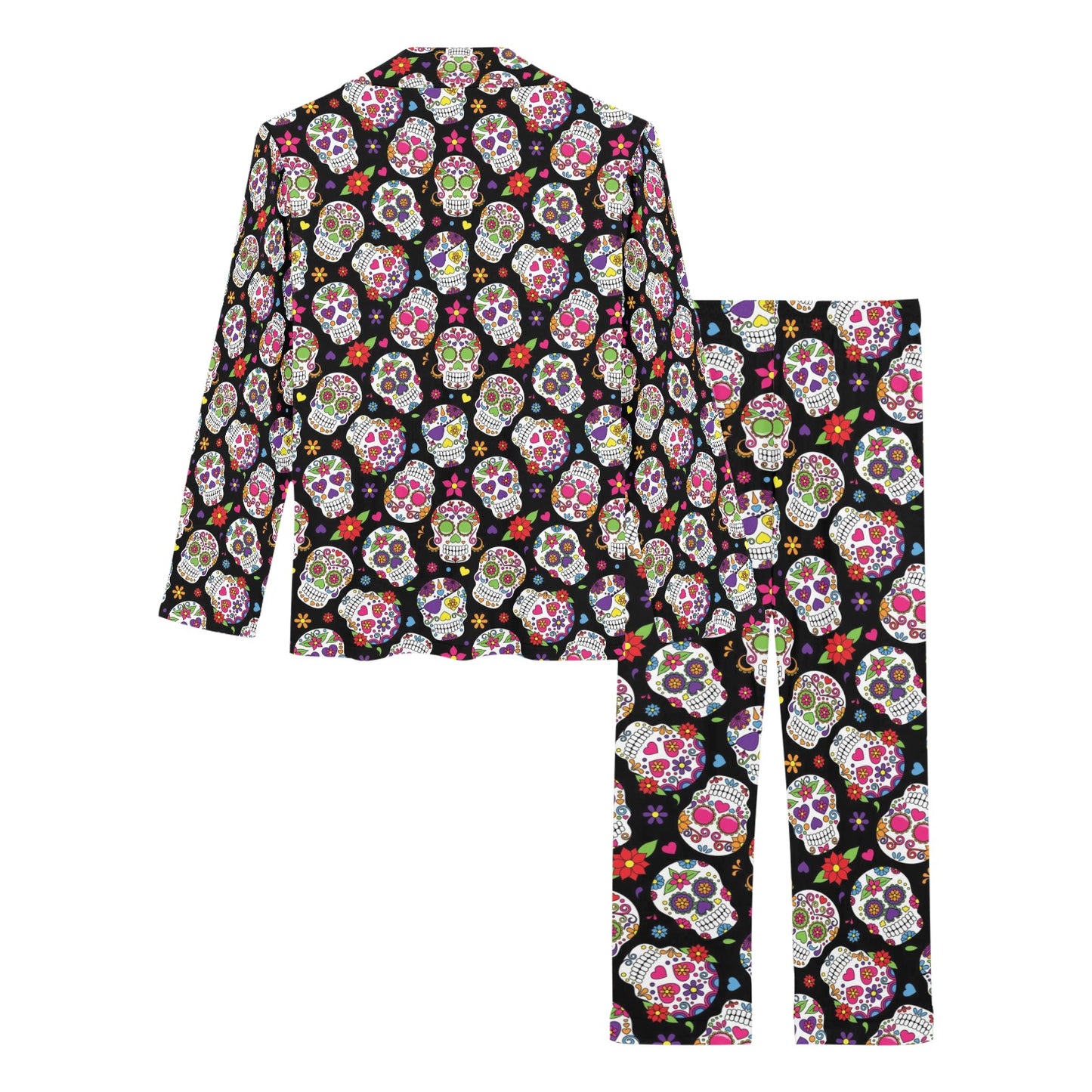 Sugar Skull Print Design LKS302 Women's Long Pajama Set