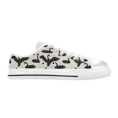 Swan Print Design LKS402 Women's White Low Top Shoes