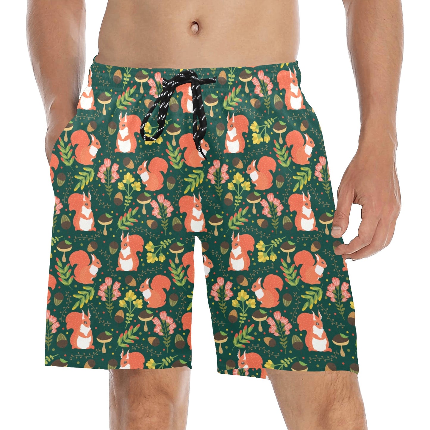 Squirrel Print Design LKS302 Men's Swim Trunks Beach Shorts