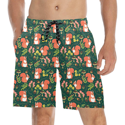 Squirrel Print Design LKS302 Men's Swim Trunks Beach Shorts
