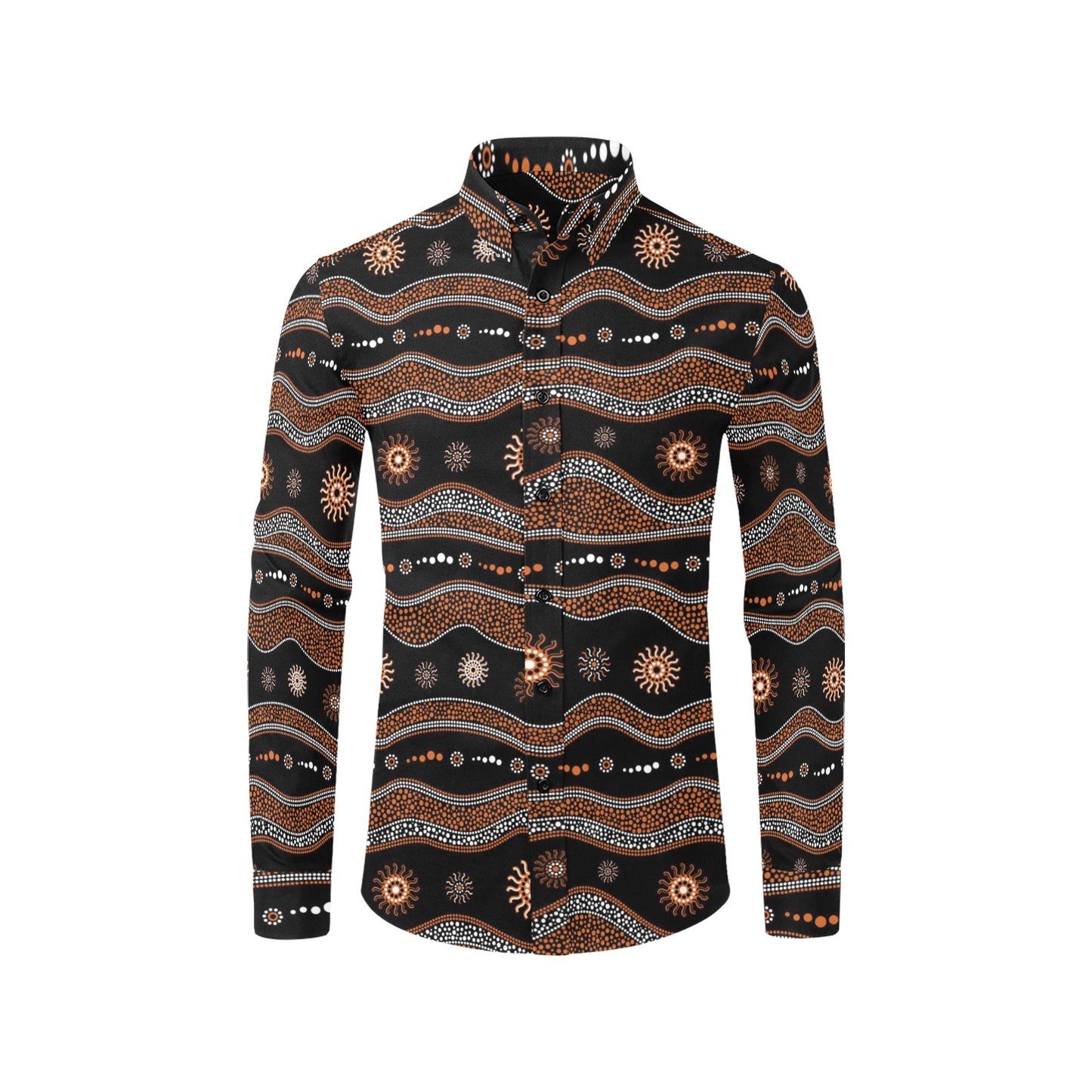 Aboriginal Print Design LKS404 Men's Long Sleeve Dress Shirt