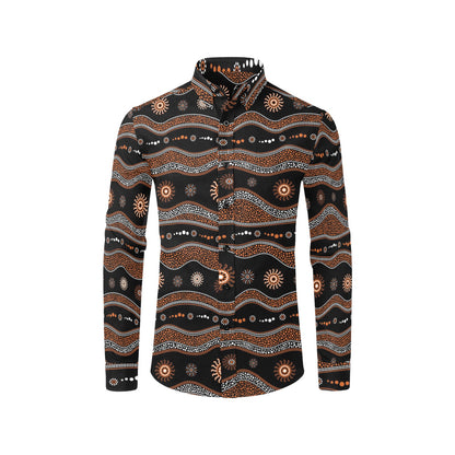 Aboriginal Print Design LKS404 Men's Long Sleeve Dress Shirt