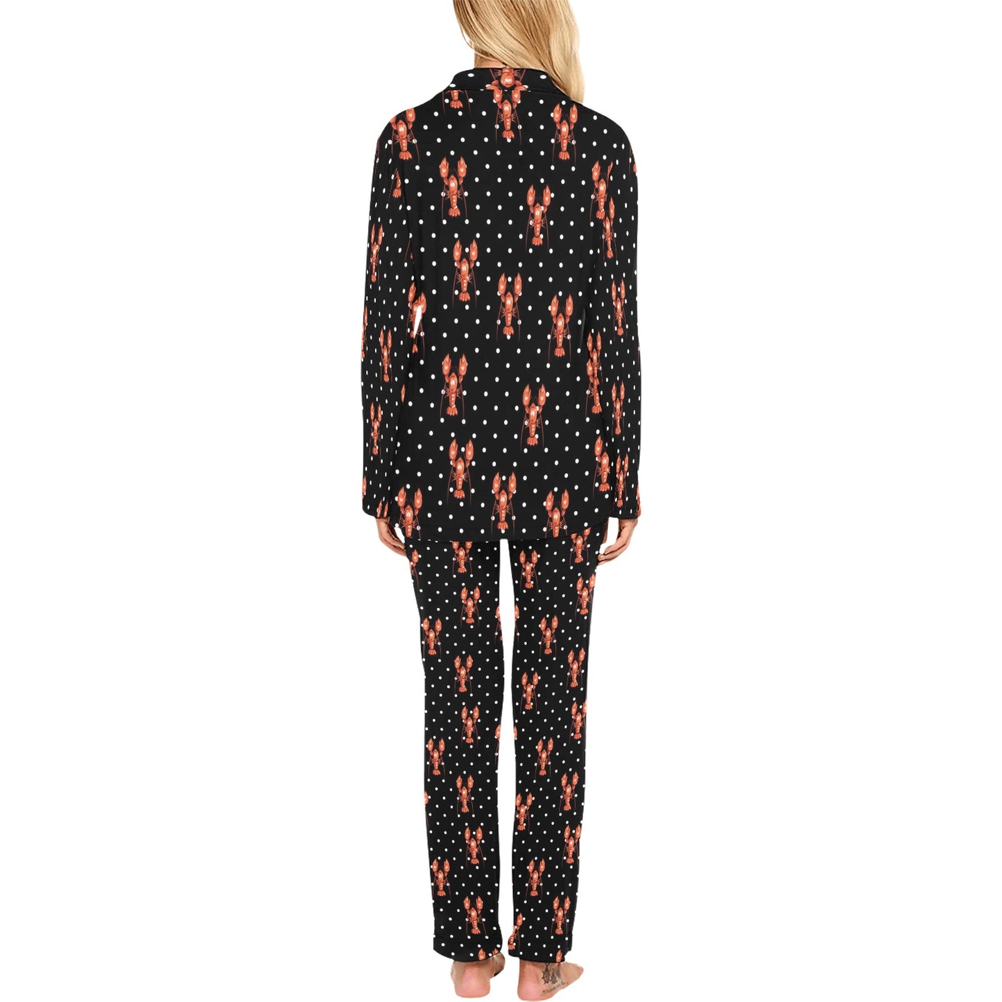 Lobster Print Design LKS401 Women's Long Pajama Set