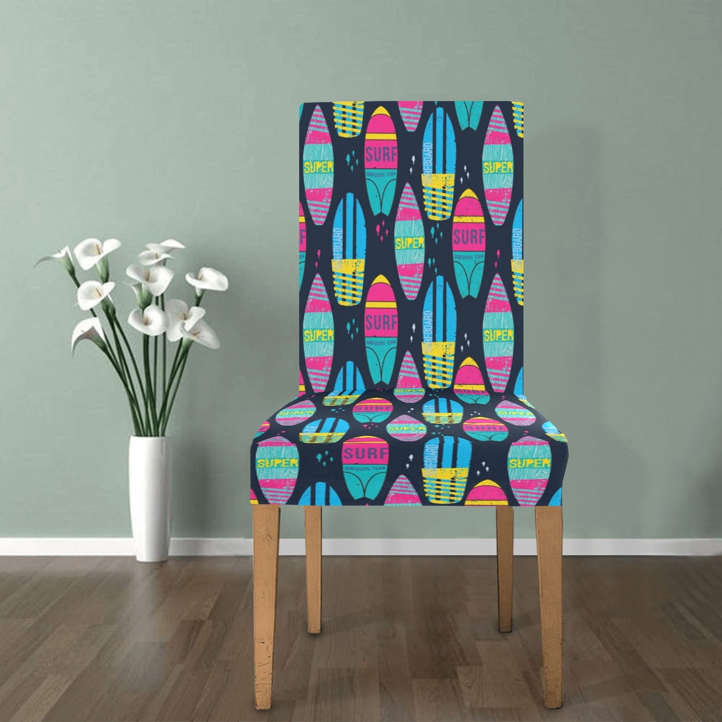 Surfboard Colorful Print Design LKS302 Dining Chair Slipcover
