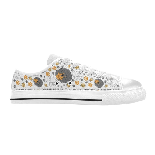 Tibetan Mastiffs Print Design LKS302 Women's White Low Top Shoes
