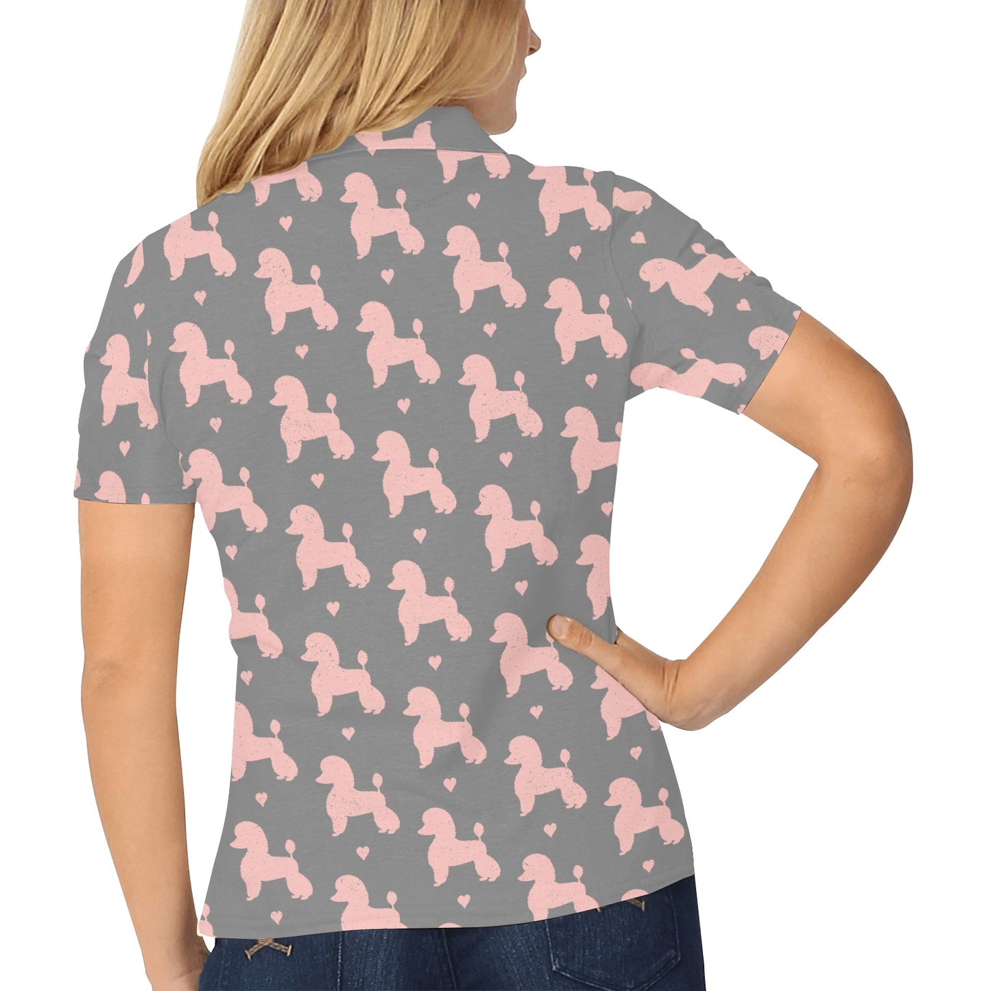 Poodle Pattern Print Design A02 Women's Polo Shirt