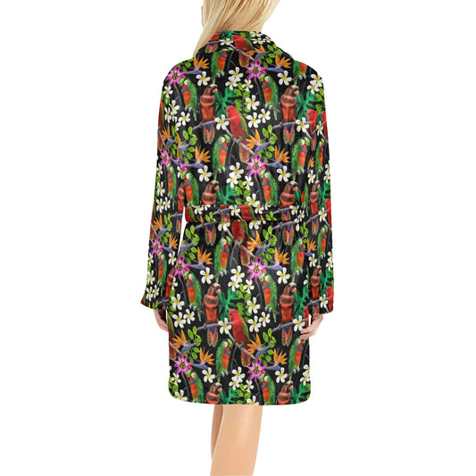 Parrot Design Print Women's Fleece Robe