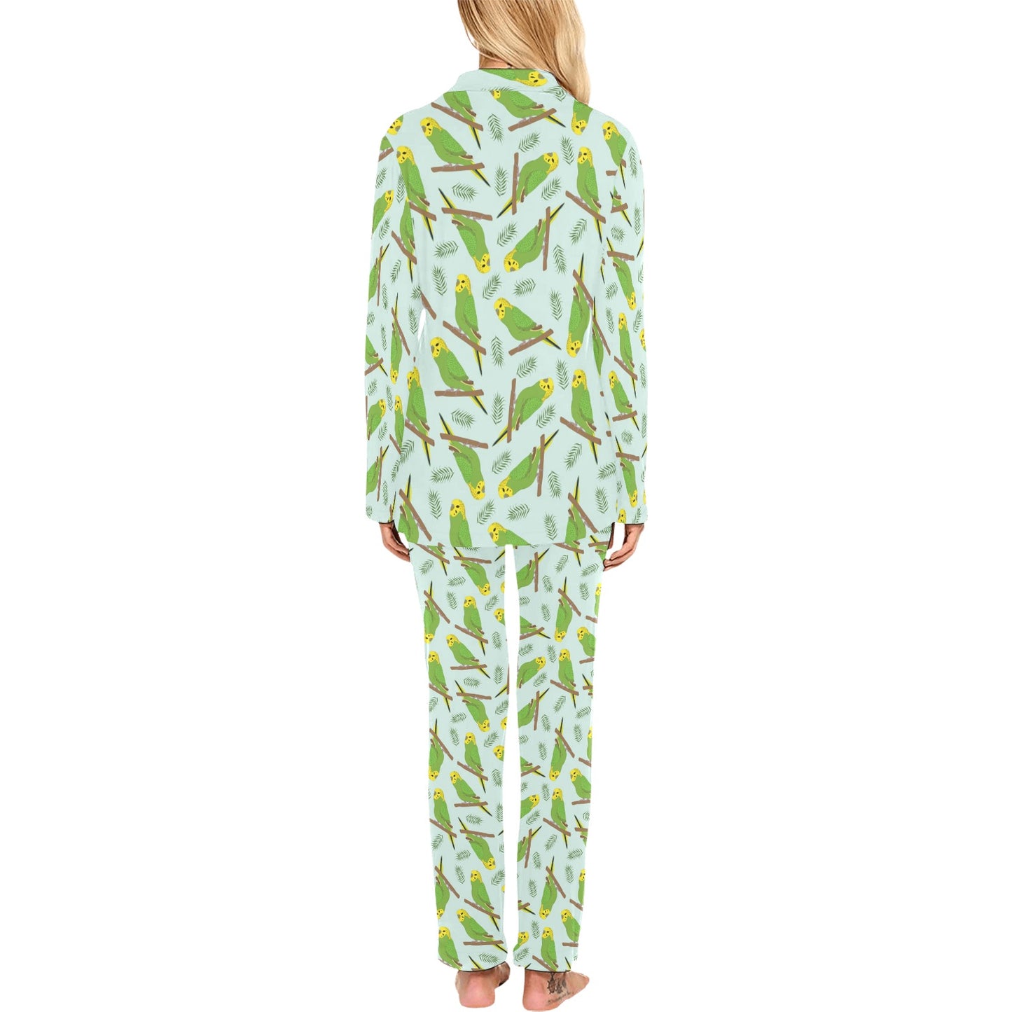 Budgerigar Pattern Print Design 04 Women's Long Pajama Set