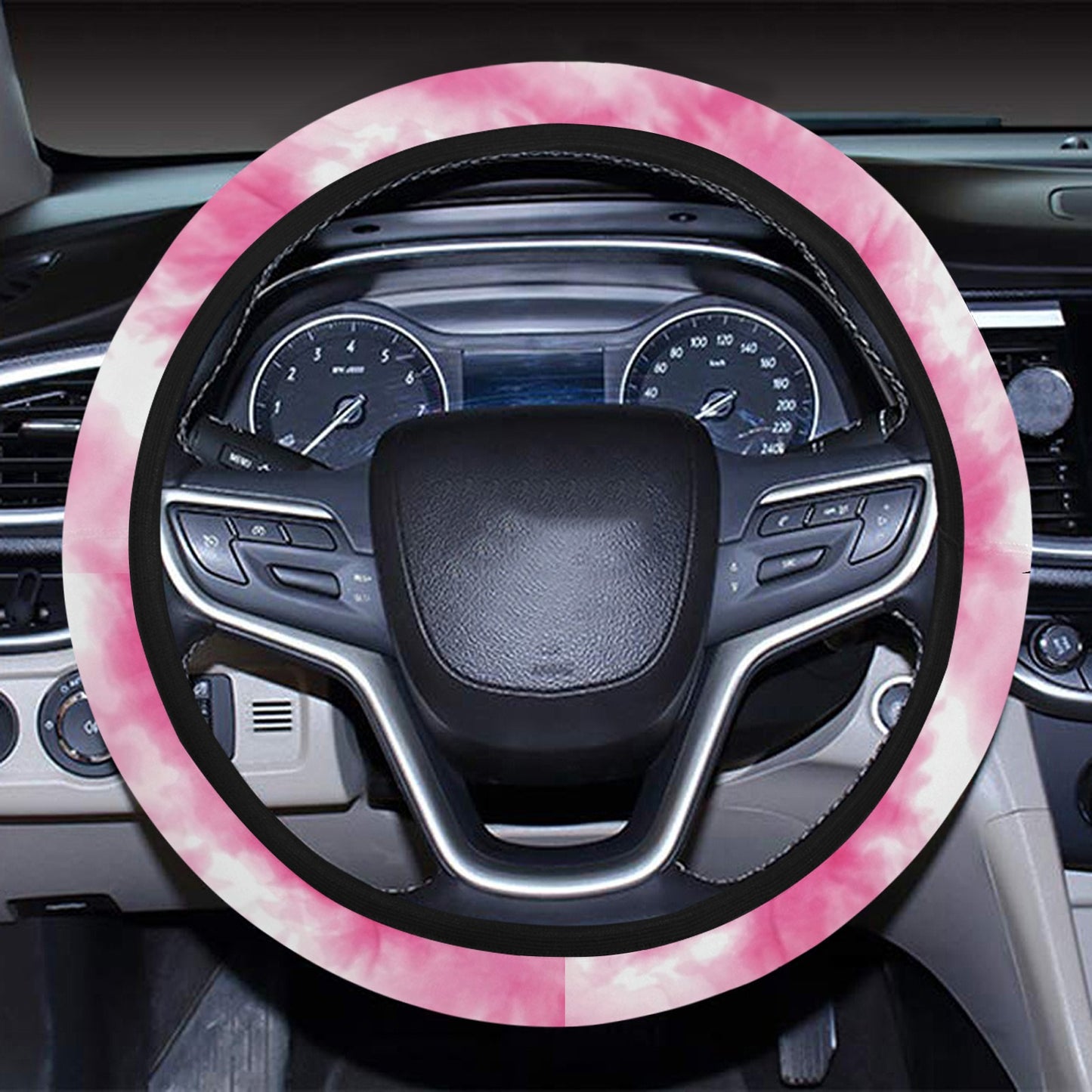 Tie Dye Pink Print Design LKS304 Steering Wheel Cover with Elastic Edge