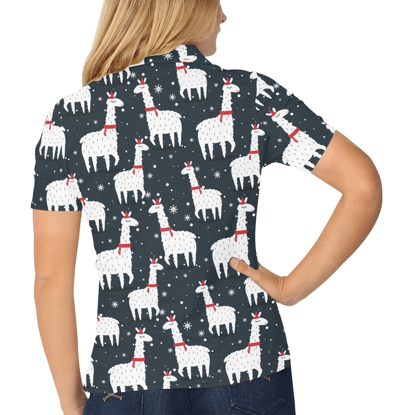 Alpaca Pattern Print Design 04 Women's Polo Shirt