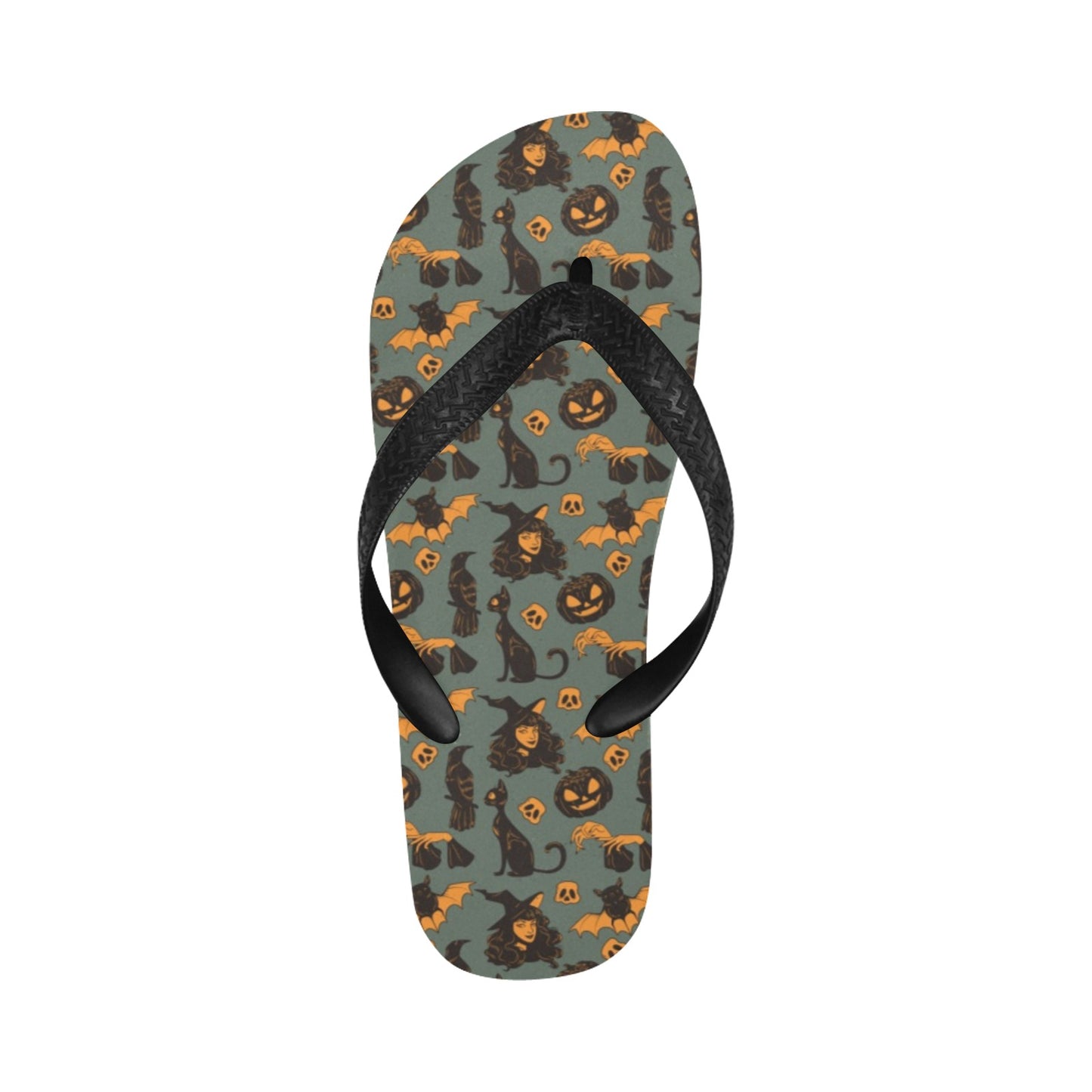Witch Bat Halloween Print Design LKS305 Flip Flops