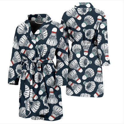 Badminton Ball Pattern Print Design 01 Men Bathrobe-JORJUNE.COM