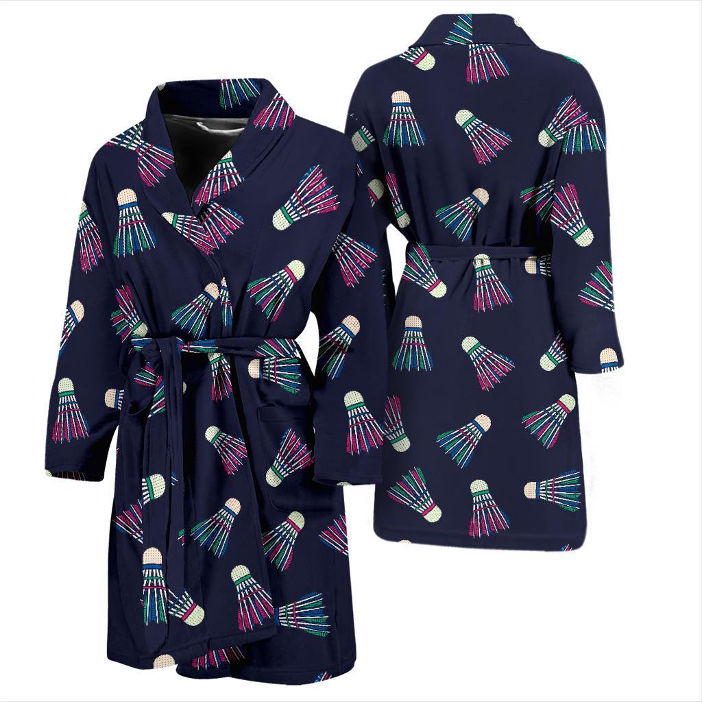 Badminton Ball Pattern Print Design 02 Men Bathrobe-JORJUNE.COM