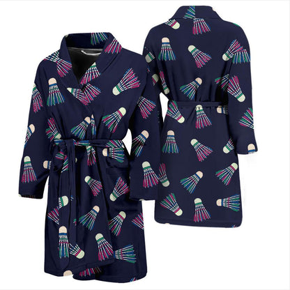 Badminton Ball Pattern Print Design 02 Men Bathrobe-JORJUNE.COM