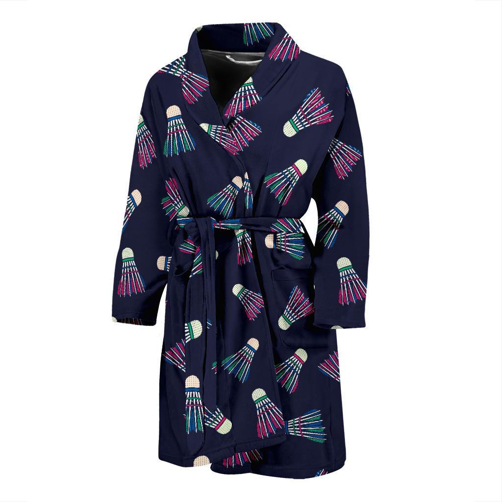 Badminton Ball Pattern Print Design 02 Men Bathrobe-JORJUNE.COM