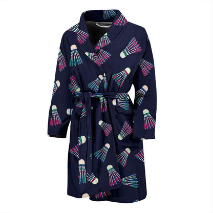 Badminton Ball Pattern Print Design 02 Men Bathrobe-JORJUNE.COM