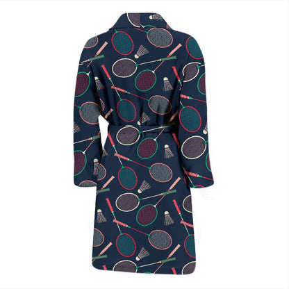 Badminton Pattern Print Design 03 Men Bathrobe-JORJUNE.COM