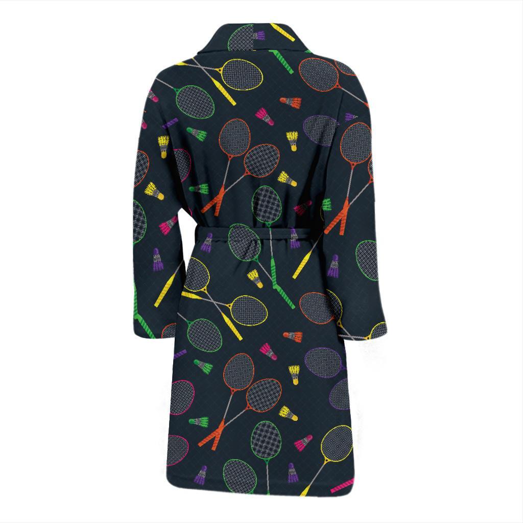 Badminton Pattern Print Design 04 Men Bathrobe-JORJUNE.COM