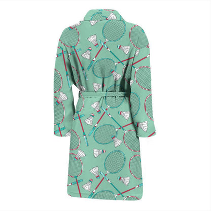 Badminton Pattern Print Design 05 Men Bathrobe-JORJUNE.COM