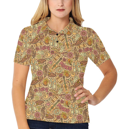 Hippie Print Design LKS305 Women's Polo Shirt