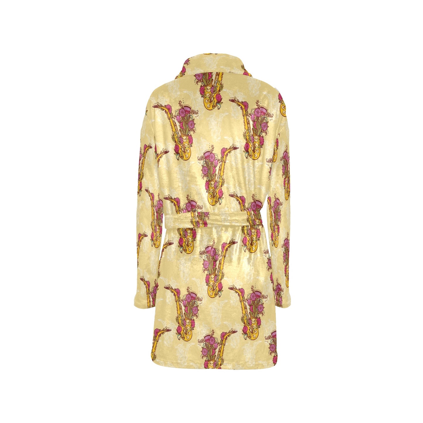 Saxophone Pattern Print Design 04 Women's Fleece Robe