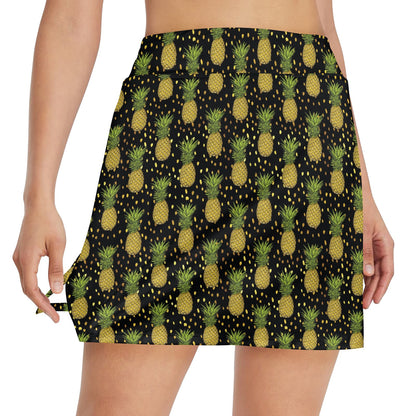 Pineapple Gold Dot Themed Print 17" Golf & Pickleball Skort with Pockets