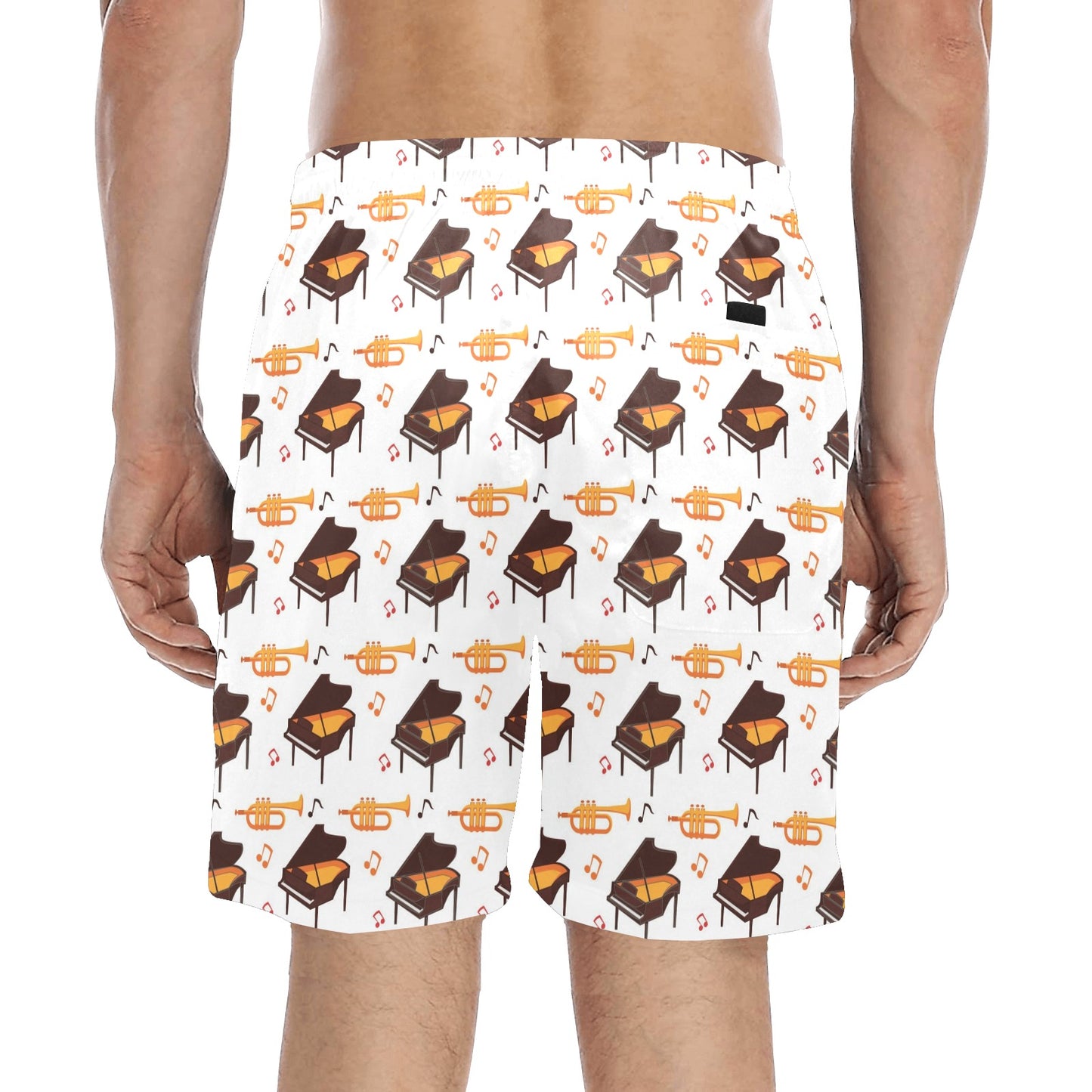 Piano Print Design LKS406 Men's Swim Trunks Beach Shorts