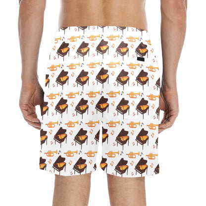 Piano Print Design LKS406 Men's Swim Trunks Beach Shorts