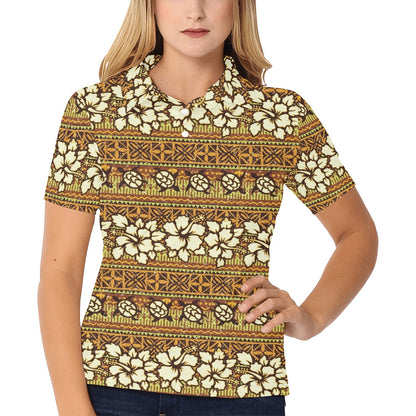 Hawaiian Themed Pattern Print Design H015 Women's Polo Shirt