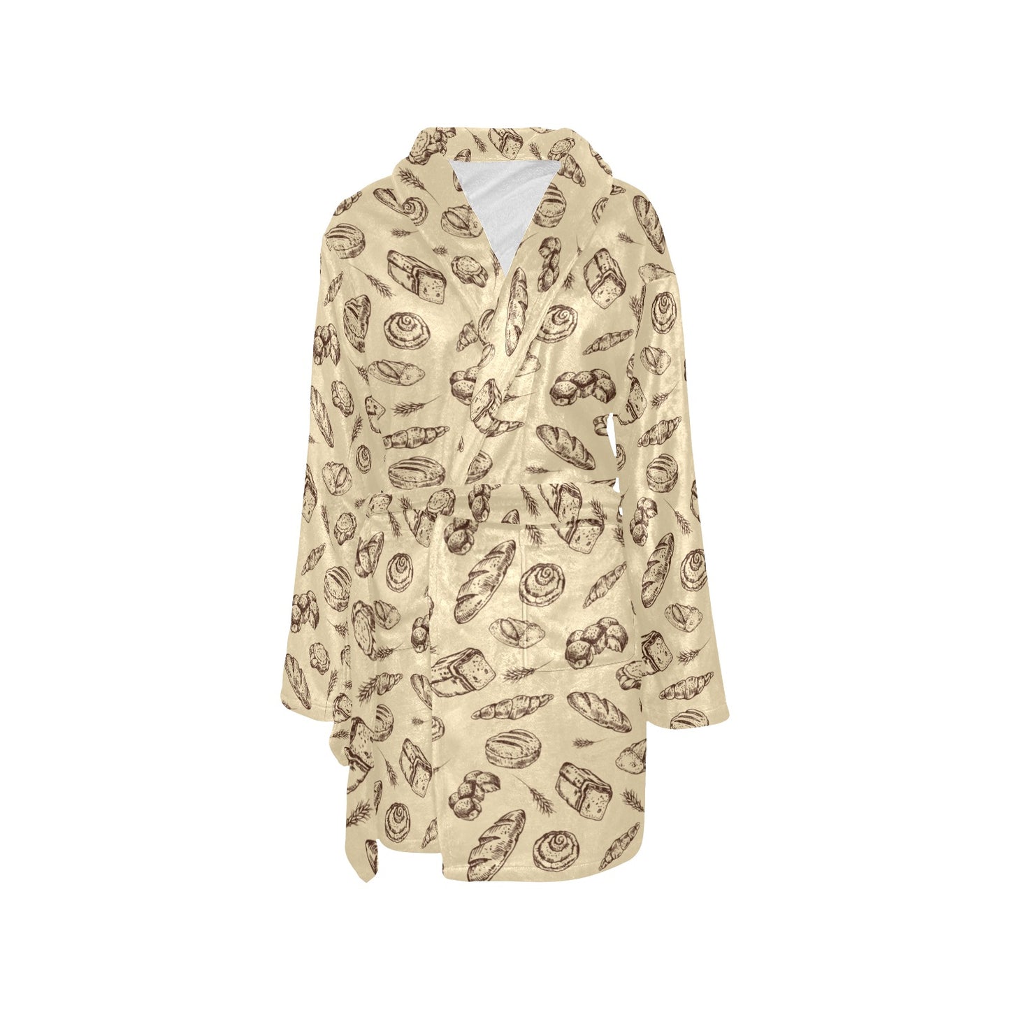 Bread Pattern Print Design 04 Women's Fleece Robe