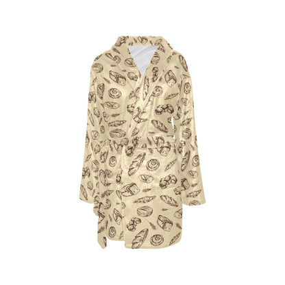 Bread Pattern Print Design 04 Women's Fleece Robe