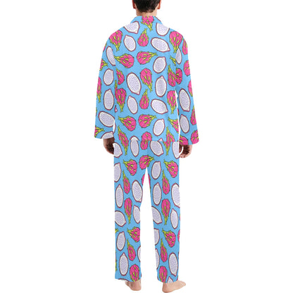 Dragonfruit Pattern Print Design DF04 Men's Long Pajama Set