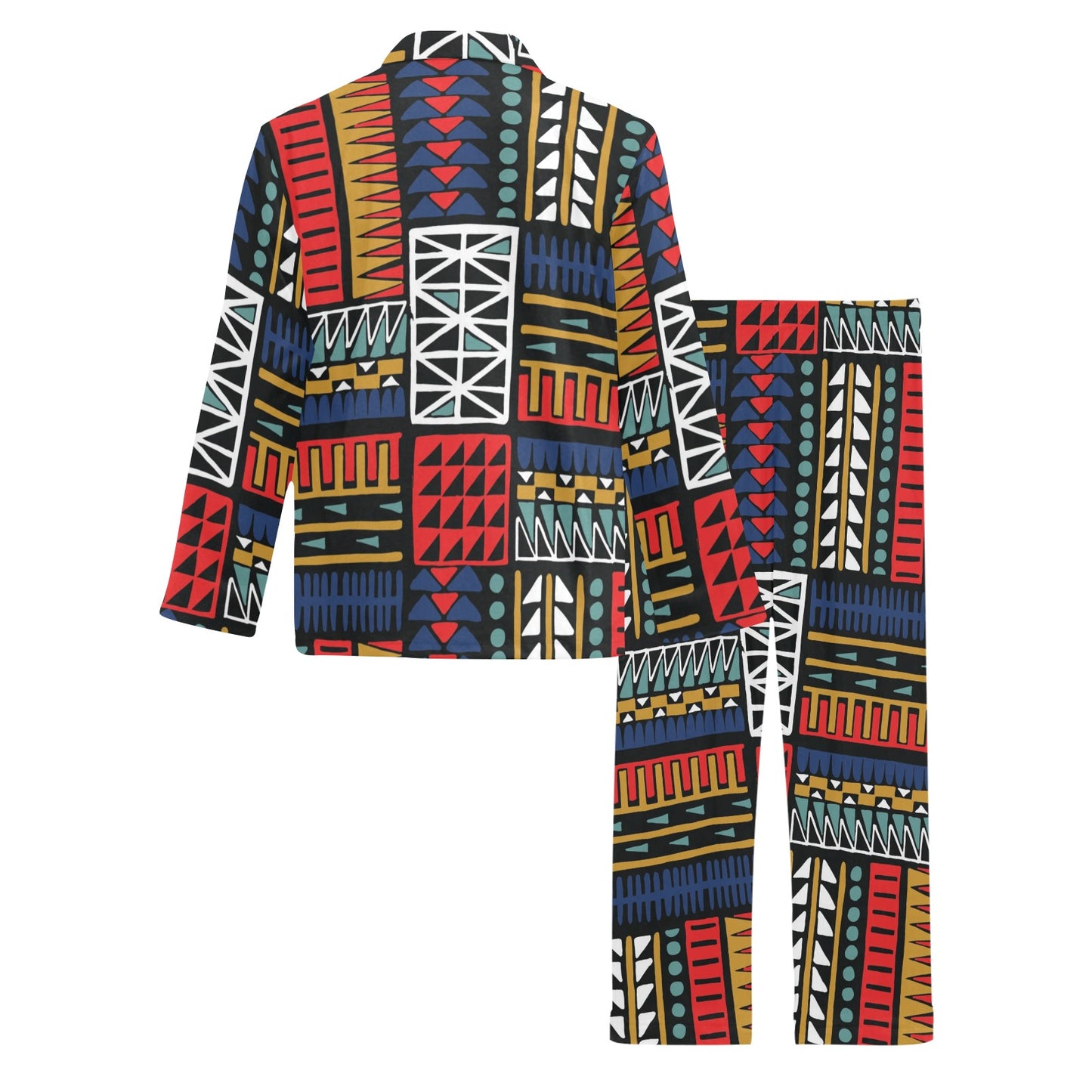 Kente Pattern Print Design 02 Men's Long Pajama Set