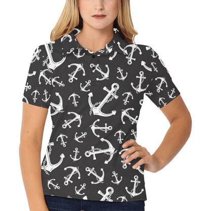 Anchor Black White Women's Polo Shirt