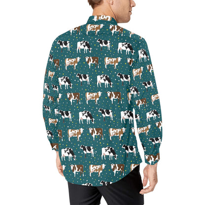 Cattle Print Design LKS404 Men's Long Sleeve Dress Shirt