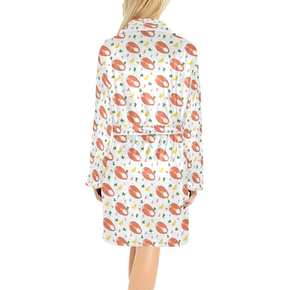 Salmon Steak Print Design LKS303 Women's Fleece Robe