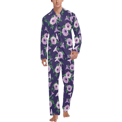 Morning Glory Pattern Print Design MG01 Men's Long Pajama Set