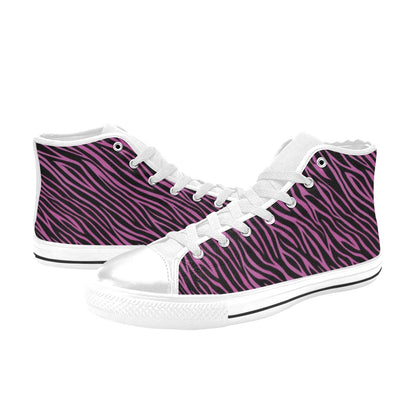 Zebra Pink Print Design LKS304 Men's High Top Canvas Shoes