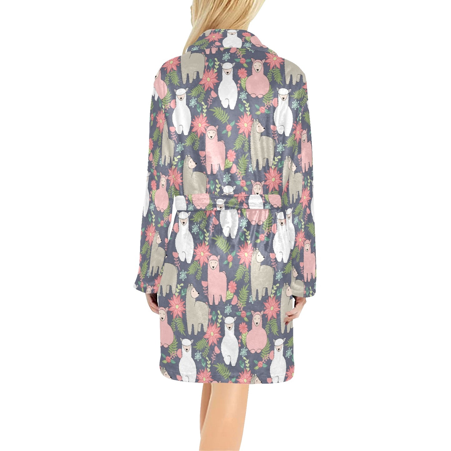 Alpaca Pattern Print Design 03 Women's Fleece Robe